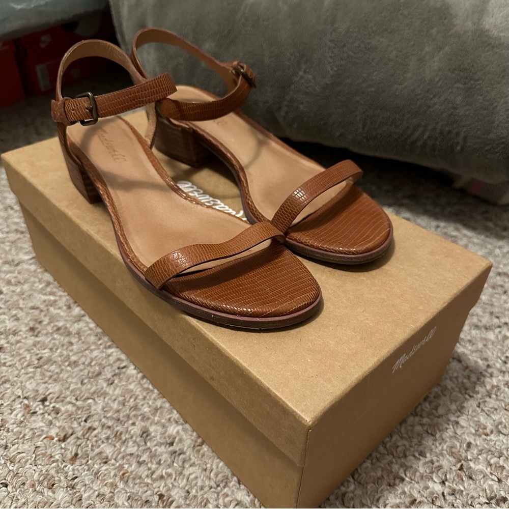 Madewell Caramel Low-Block Ankle Strap Sandal
